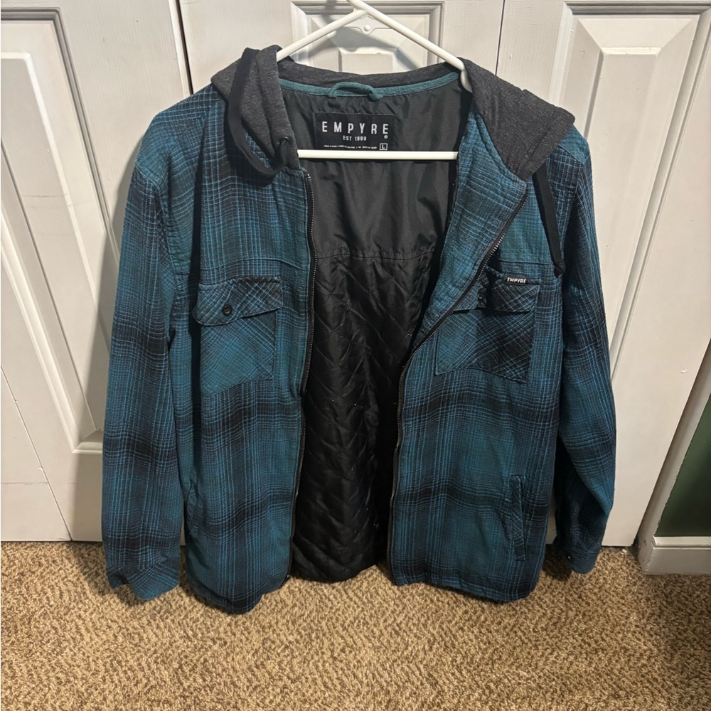 Empyre Teal Plaid Shirt Jacket